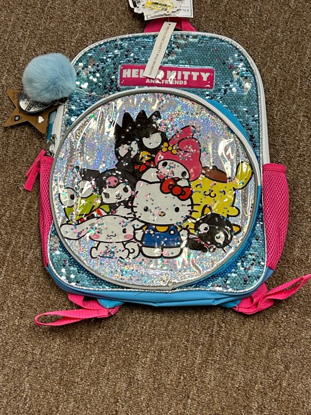 Hello Kitty Sequin Kids Backpack - Blue, Pink, Silver